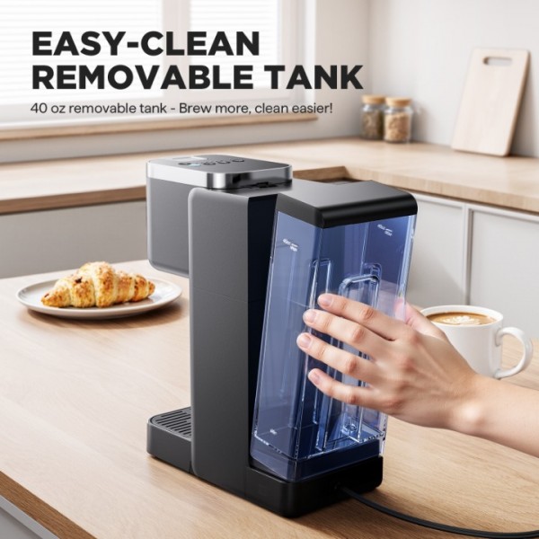 Tastyle Single Serve Coffee Maker, Iced and Hot Coffee Machine for K Cup & Grounds, Compact Design, 40oz Removable Water Reservoir, 6 to 24 Oz Brew Sizes, Fits 7.3" Travel Mug